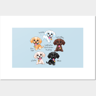 Set of cute little puppy Labrador Retriever Posters and Art